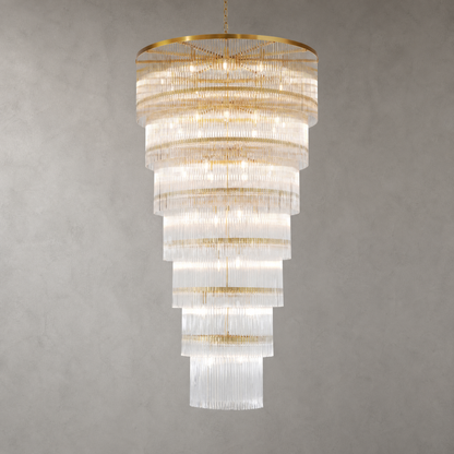 Seven-Tier Striped Column Staircase Chandelier 990 - Gold