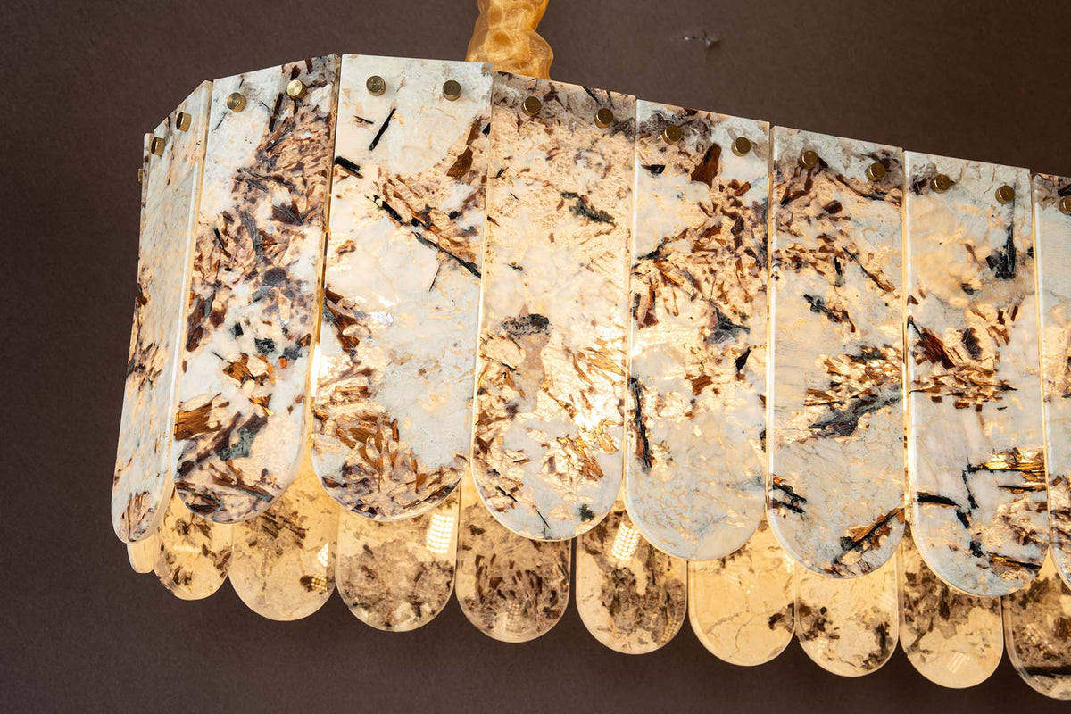 Modern Layered Luxury stone Linear Chandelier