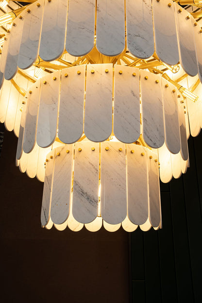 Grand Nine-Tier Yugoslav White Luxury stone Chandelier