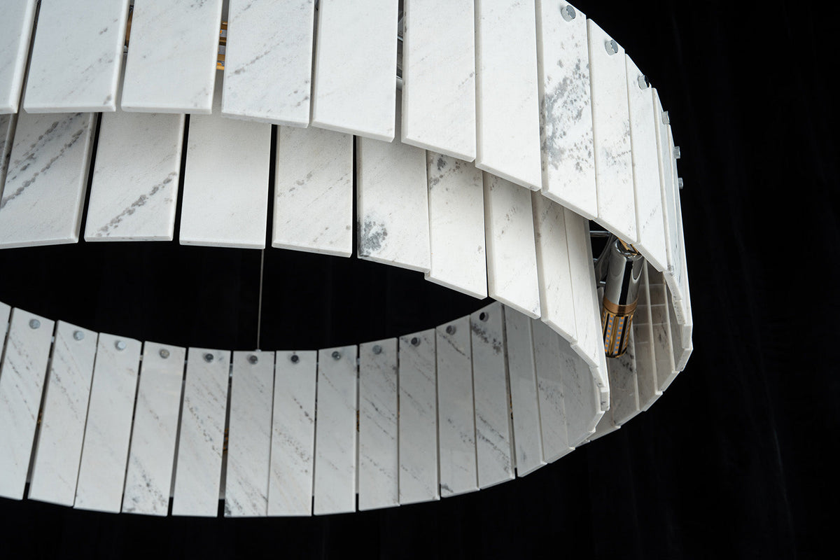 Modern Two-Tier Luxury Stone Round Chandelier