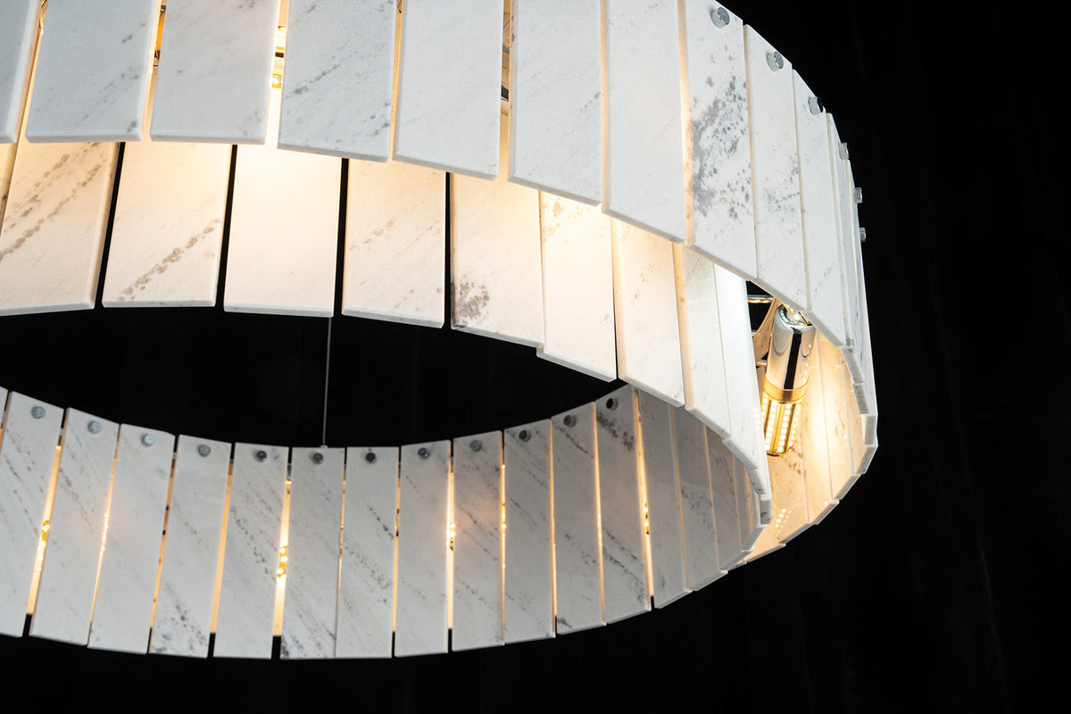 Modern Two-Tier Luxury Stone Round Chandelier