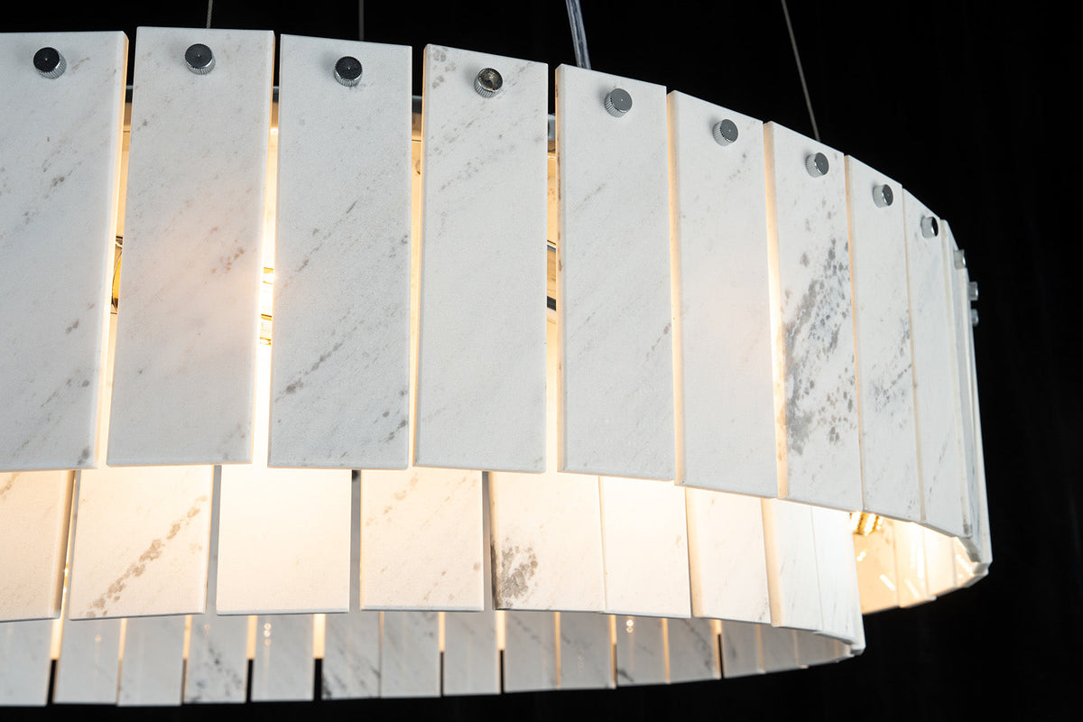 Modern Two-Tier Luxury Stone Round Chandelier