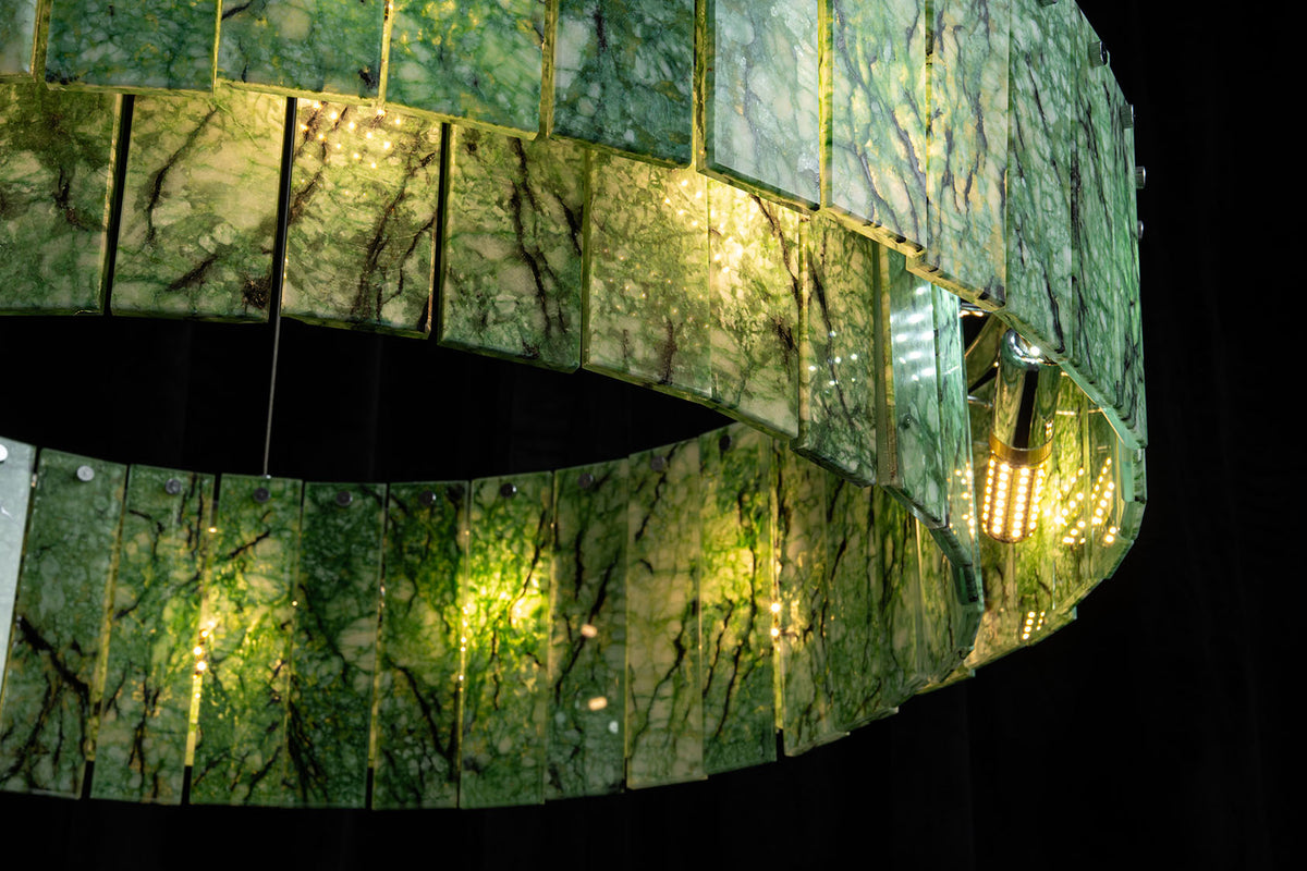 Modern Two-Tier Luxury Stone Round Chandelier
