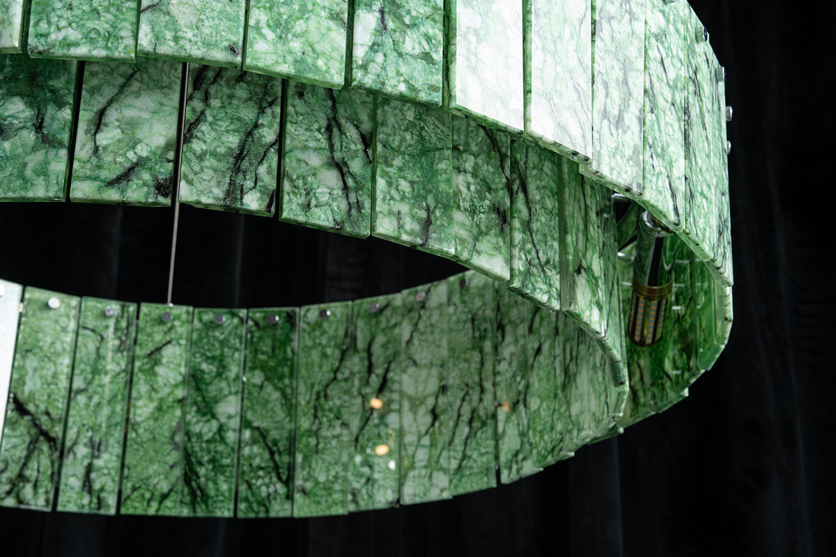 Modern Two-Tier Luxury Stone Round Chandelier