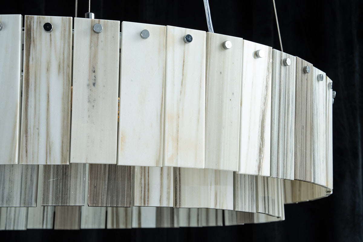 Modern Two-Tier Luxury Stone Round Chandelier