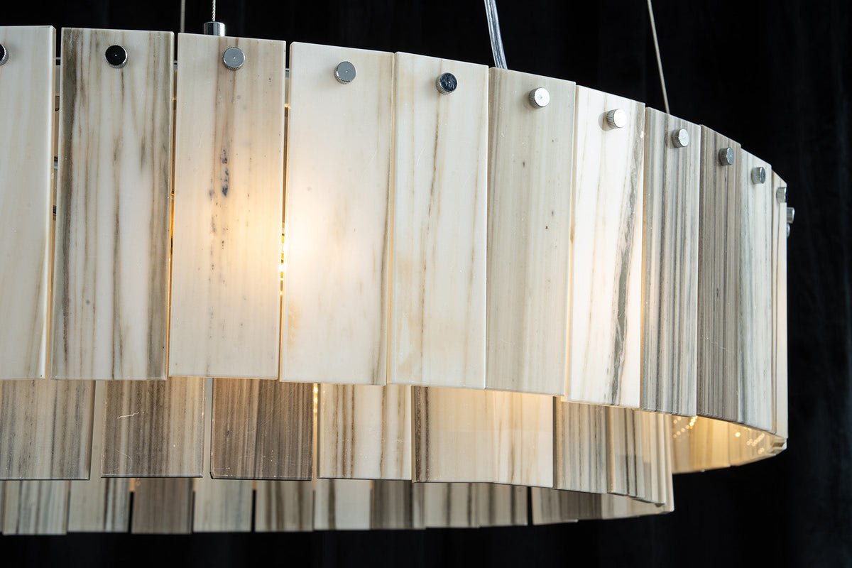 Modern Two-Tier Luxury Stone Round Chandelier