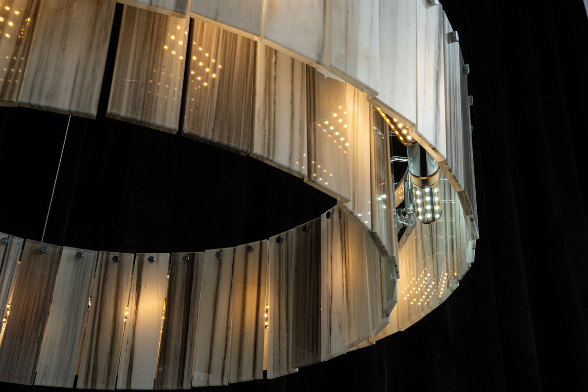 Modern Two-Tier Luxury Stone Round Chandelier