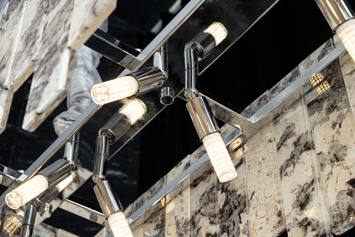 Modern Snowcrest White Luxury stone Linear Chandelier