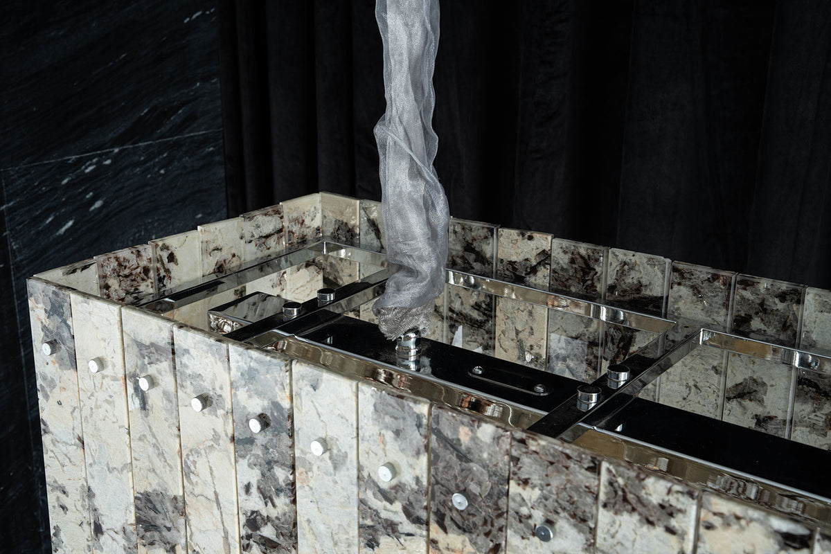 Modern Snowcrest White Luxury stone Linear Chandelier