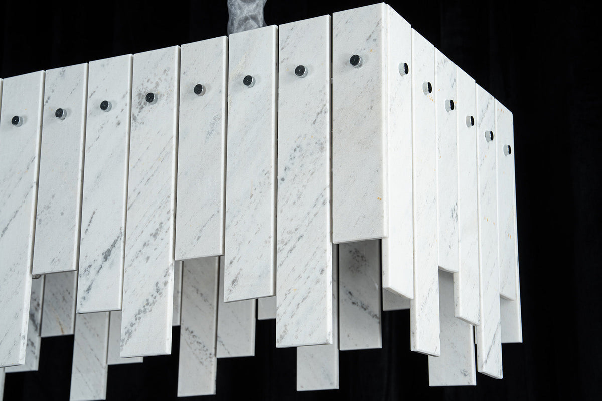 Modern Yugoslav White Luxury Stone Linear Chandelier