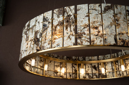 Modern Sculptural Luxury Stone Drum Chandelier