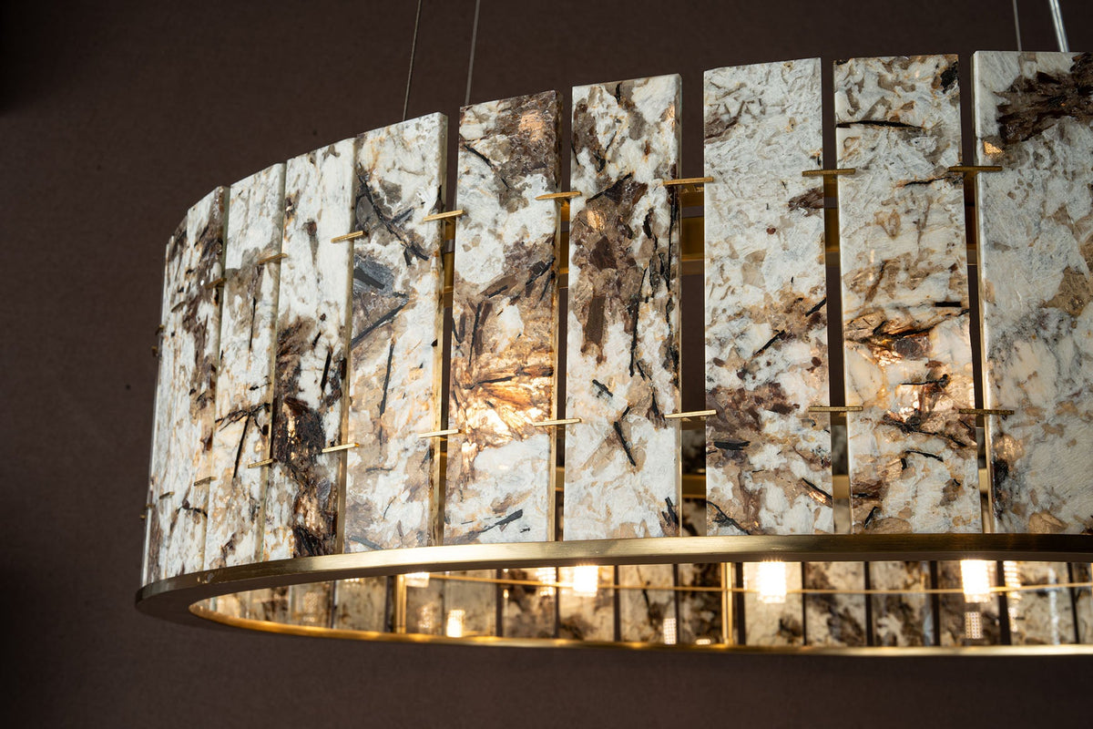 Modern Sculptural Luxury Stone Drum Chandelier