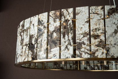 Modern Sculptural Luxury Stone Drum Chandelier