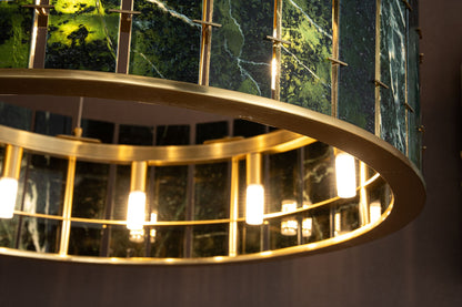 Modern Sculptural Luxury Stone Drum Chandelier