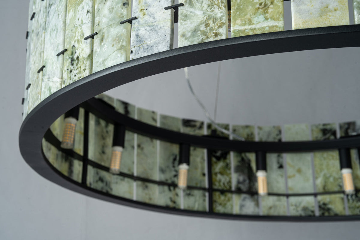 Modern Sculptural Luxury Stone Drum Chandelier