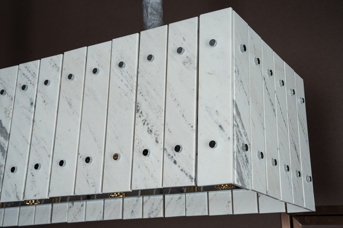 Modern Rectangular Luxury Stone Linear Chandelier