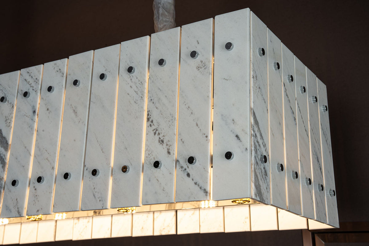 Modern Rectangular Luxury Stone Linear Chandelier