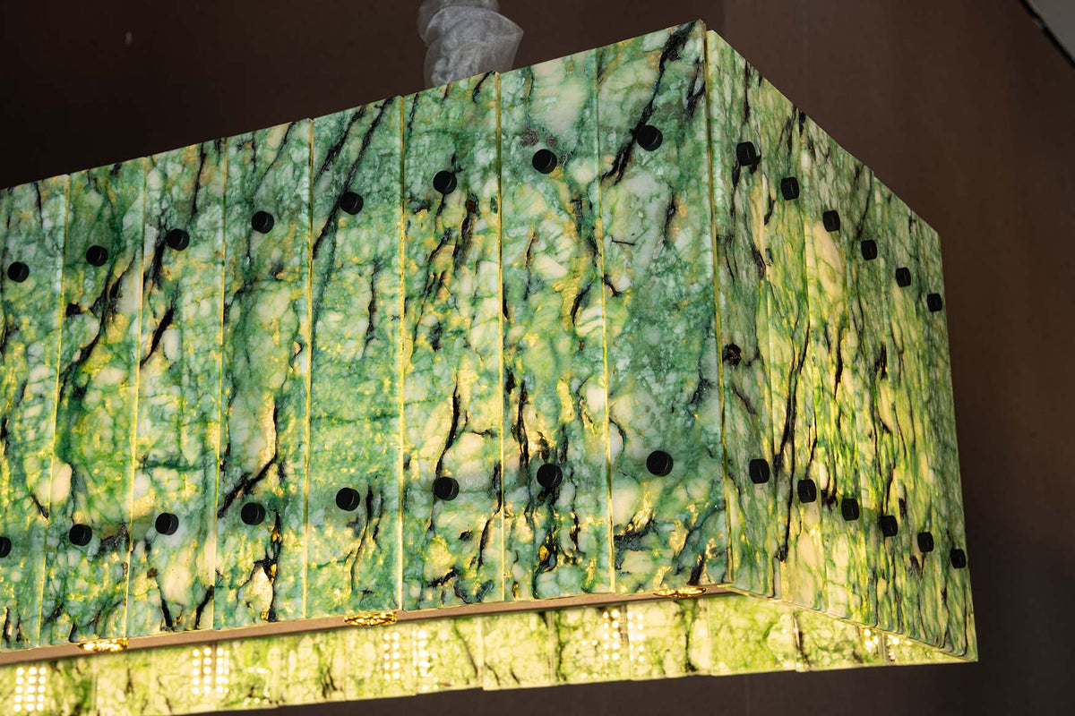 Modern Rectangular Luxury Stone Linear Chandelier
