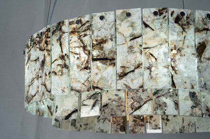 Modern Two-Tier Luxury Stone Round Chandelier