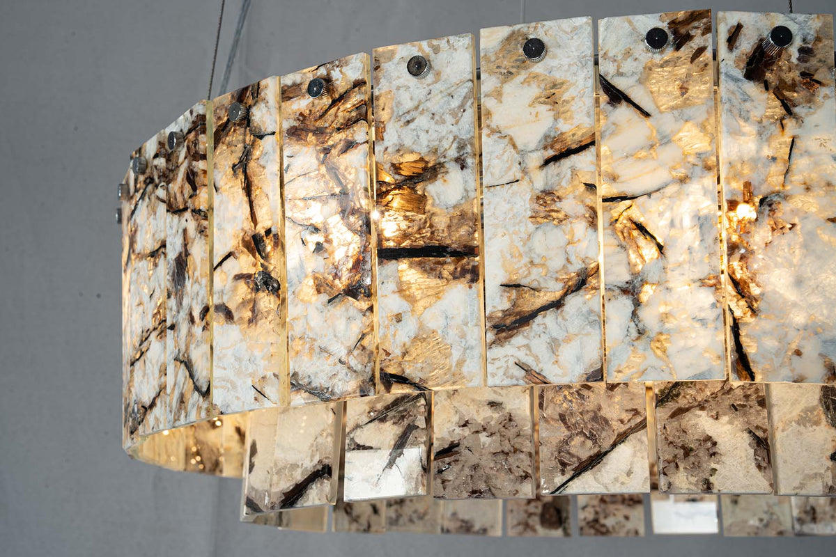 Modern Two-Tier Luxury Stone Round Chandelier