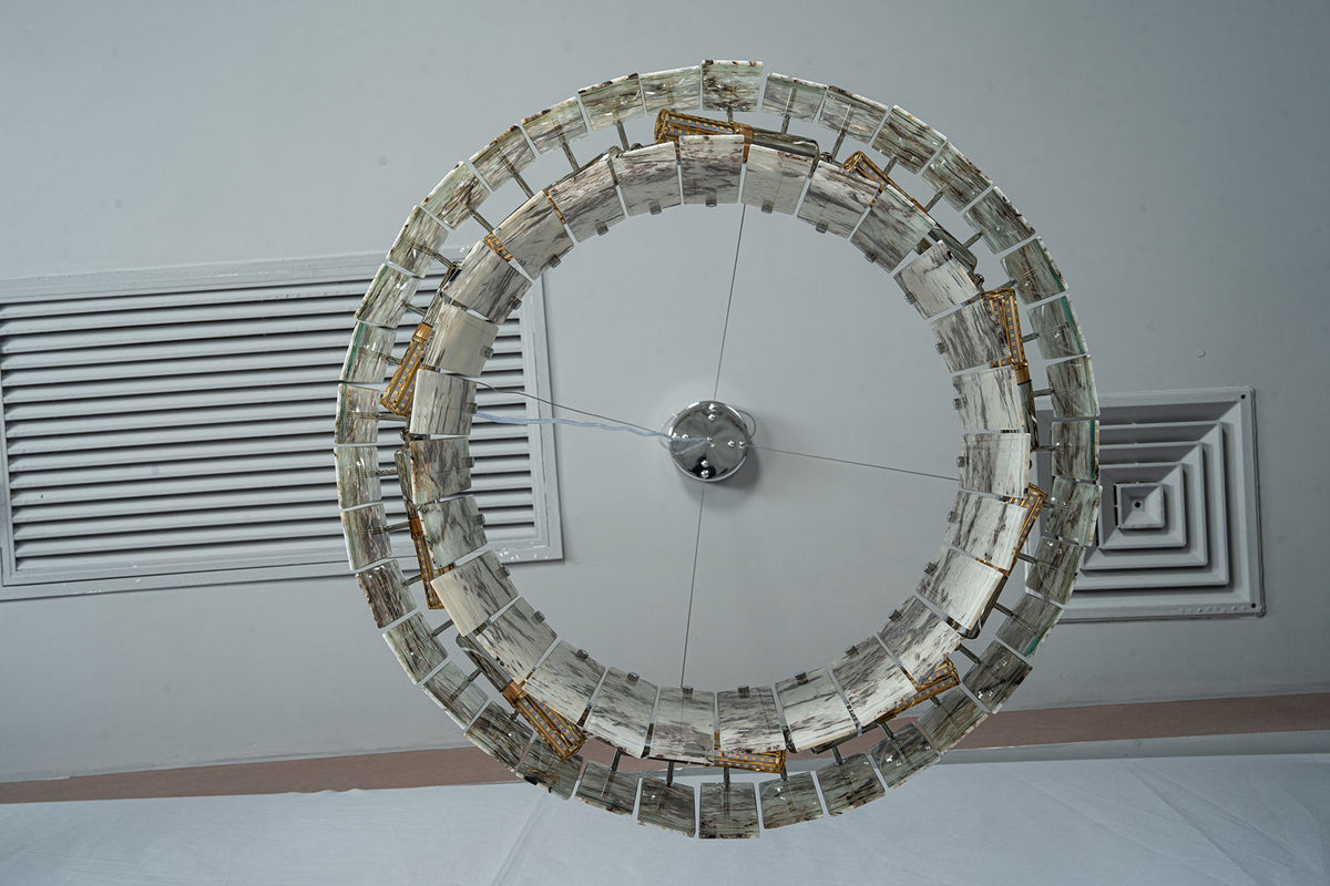 Modern Two-Tier Luxury Stone Round Chandelier