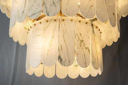 Modern Three-Tier Emerald White Jade Luxury Marble Chandelier