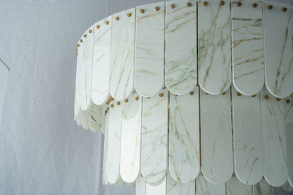 Modern Three-Tier Emerald White Jade Luxury Marble Chandelier