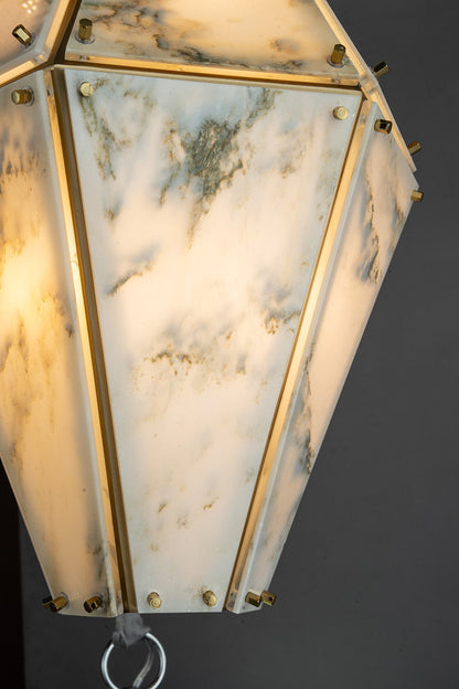 Modern Faceted Green Jade Luxury stone Lantern Chandelier