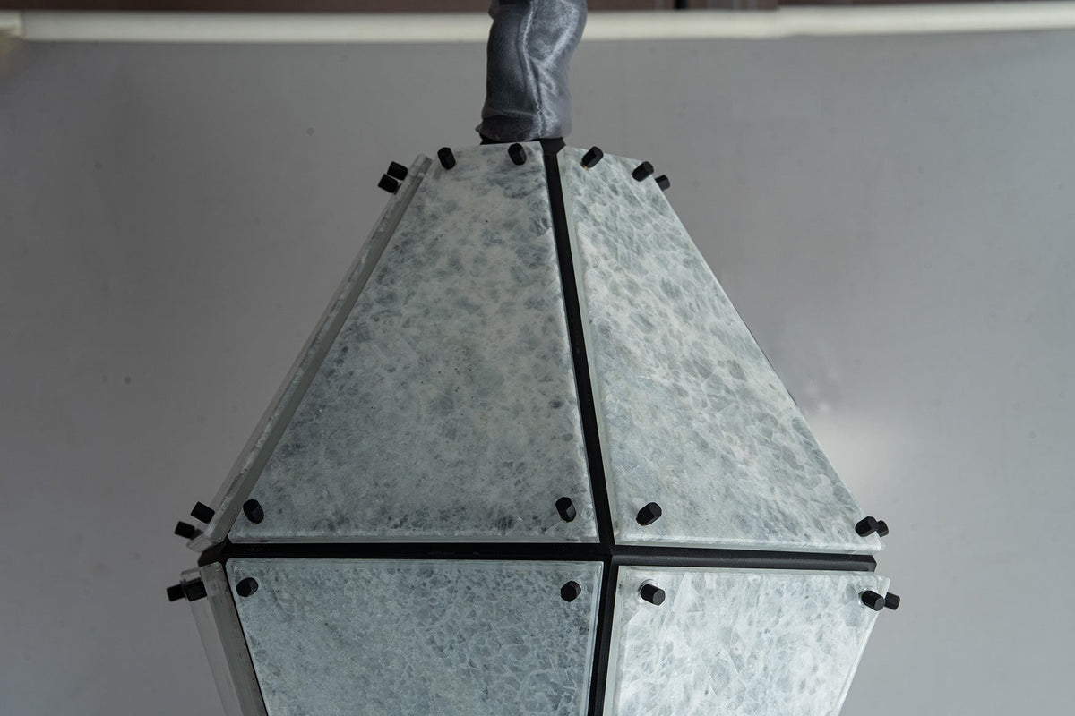 Modern Faceted Green Jade Luxury stone Lantern Chandelier
