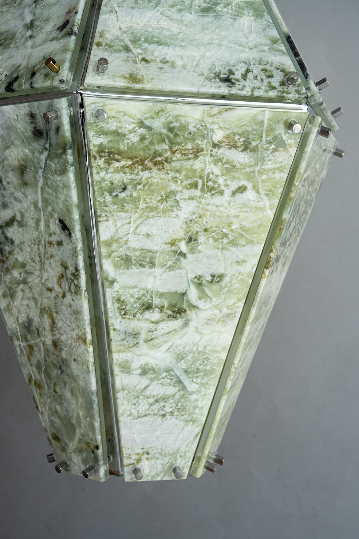 Modern Faceted Green Jade Luxury stone Lantern Chandelier