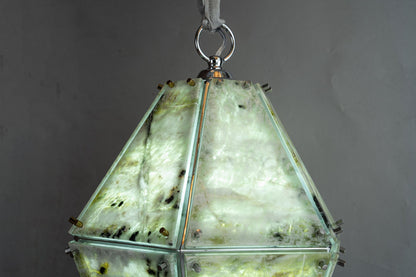 Modern Faceted Green Jade Luxury stone Lantern Chandelier
