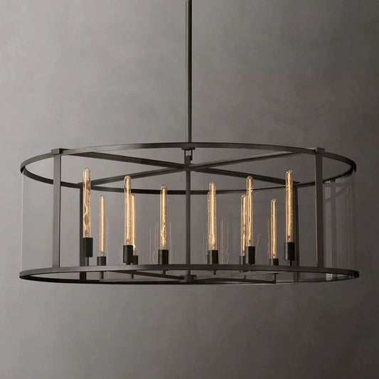 Balnay Glass Lantern Modern Round Chandelier 55"