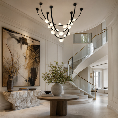Dew Drops Alabaster LED Chandelier – Black White Warm Light