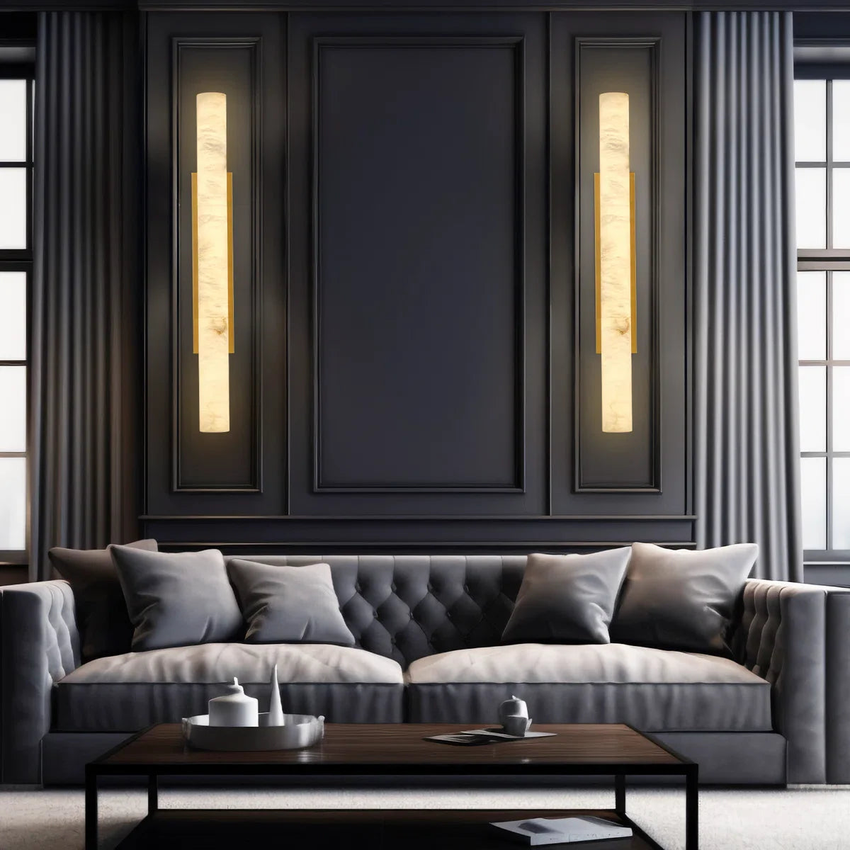 Solid Alabaster Grand Sconce