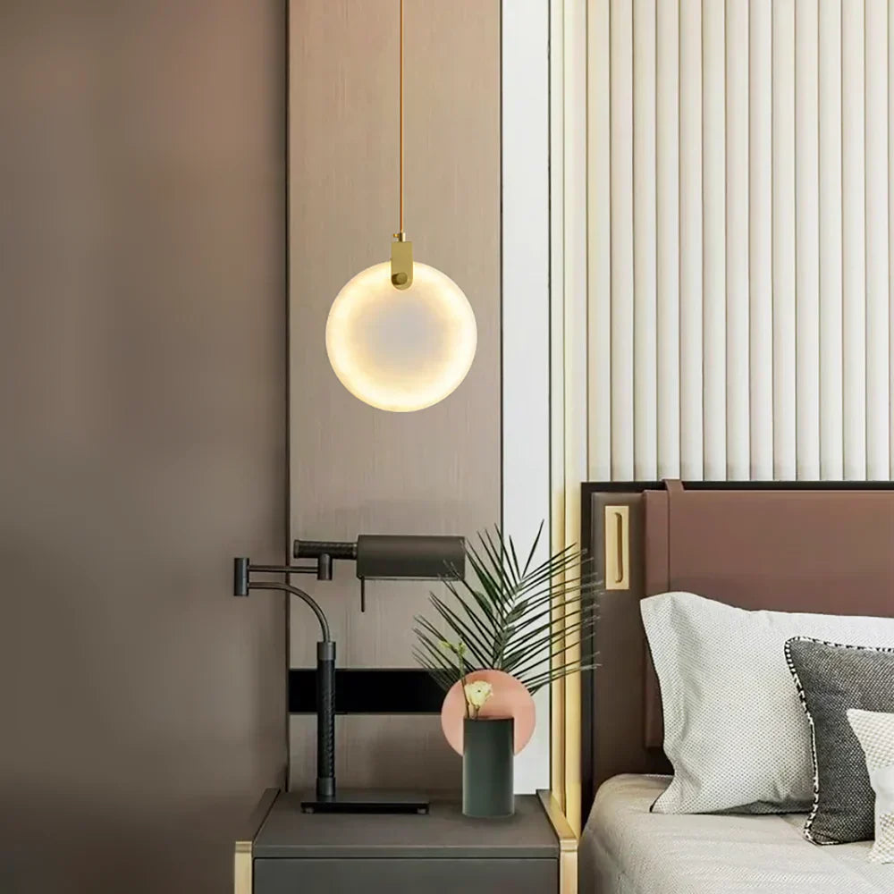 Moonshade Natural Marble Pendant Light with Adjustable Height