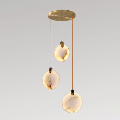 Moonshade Natural Marble Pendant Light with Adjustable Height
