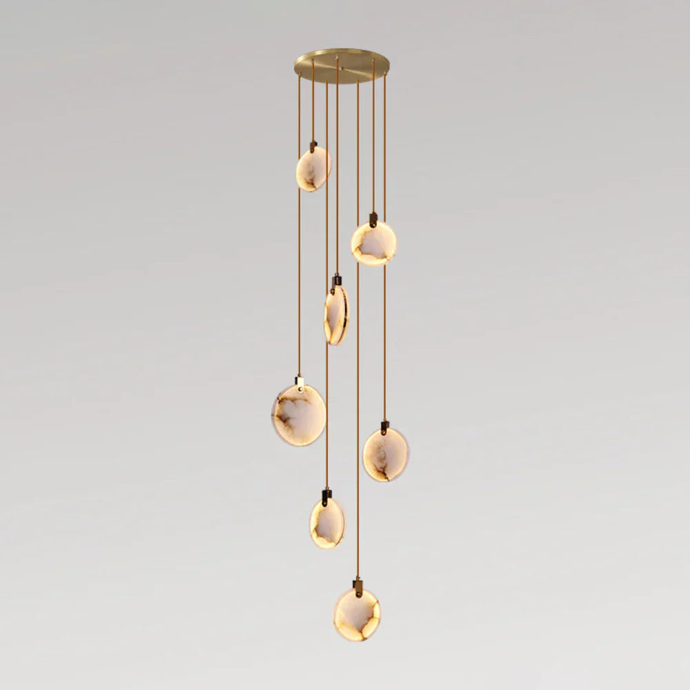 Moonshade Natural Marble Pendant Light with Adjustable Height
