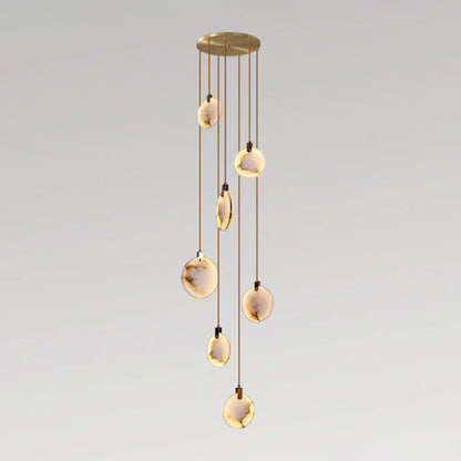 Moonshade Natural Marble Pendant Light with Adjustable Height