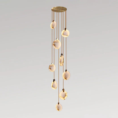 Moonshade Natural Marble Pendant Light with Adjustable Height