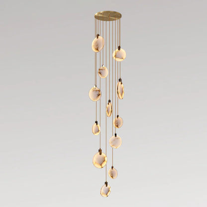 Moonshade Natural Marble Pendant Light with Adjustable Height