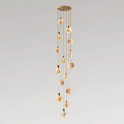 Moonshade Natural Marble Pendant Light with Adjustable Height