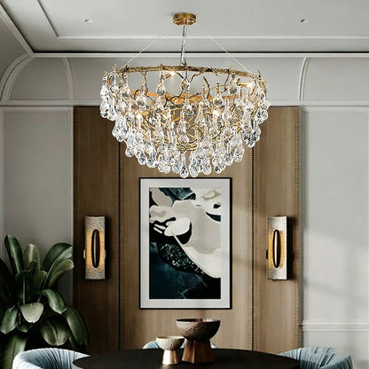 Doris Branch Brass Crystal Chandelier