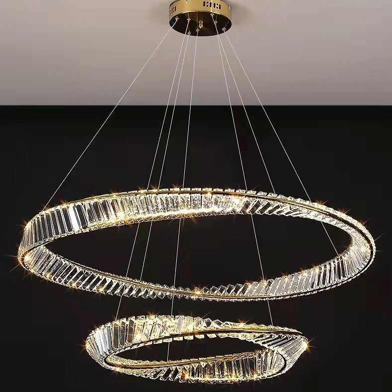1/2/3-Ring Crystal Chandelier for Luxury Living/ Dining Room/Bedroom