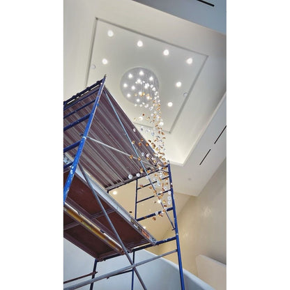Elegant Rainfall Blue Gem Glass Chandelier: Dazzling Italian Concept Lighting Fixture
