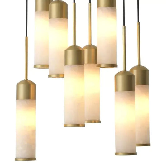 EOS Modern Brass Chandelier - [Antique Brass Finish | Alabaster]