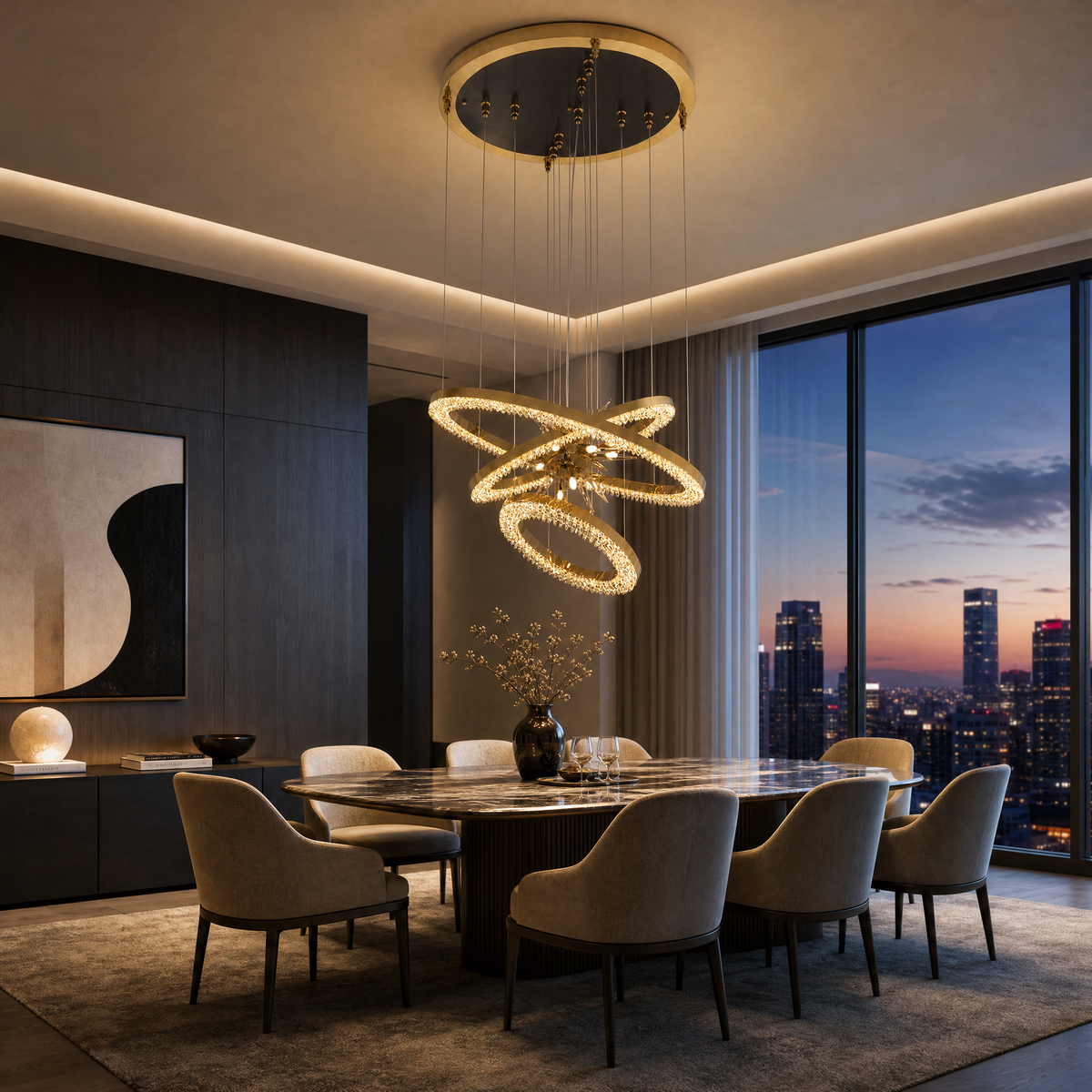Octagonal Halo Chandelier