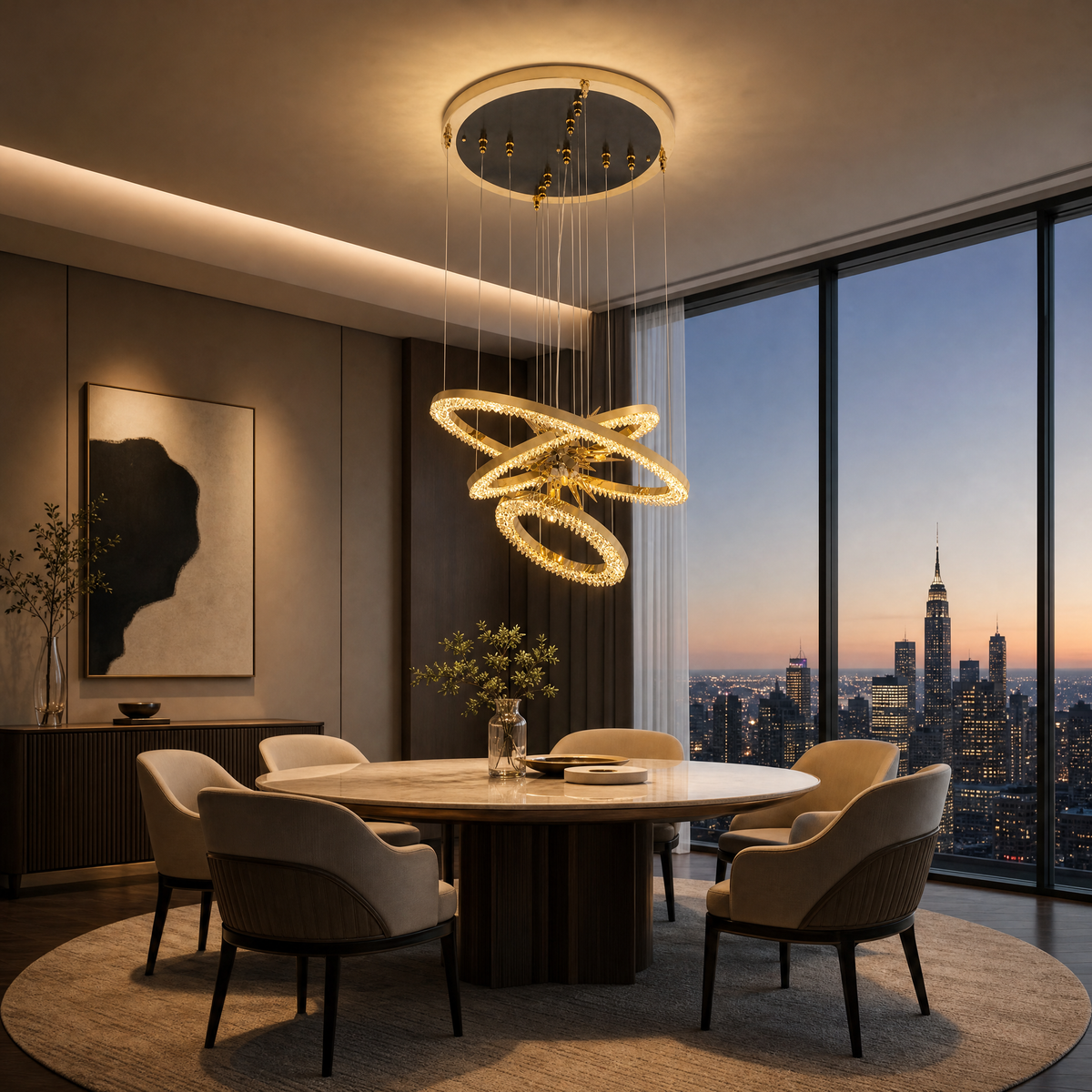 Octagonal Halo Chandelier