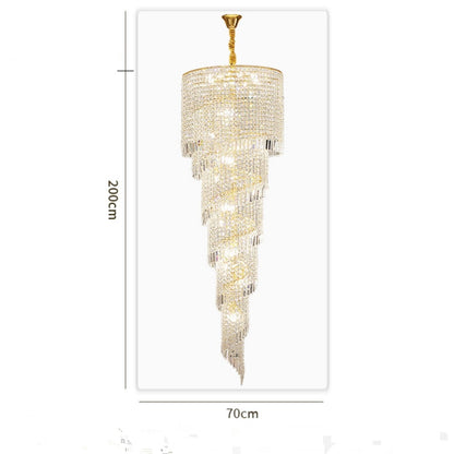 Elegant Foyer Hall Chandelier Long Crystal Ceiling Light Fixture For Living Room Entryway Staircase