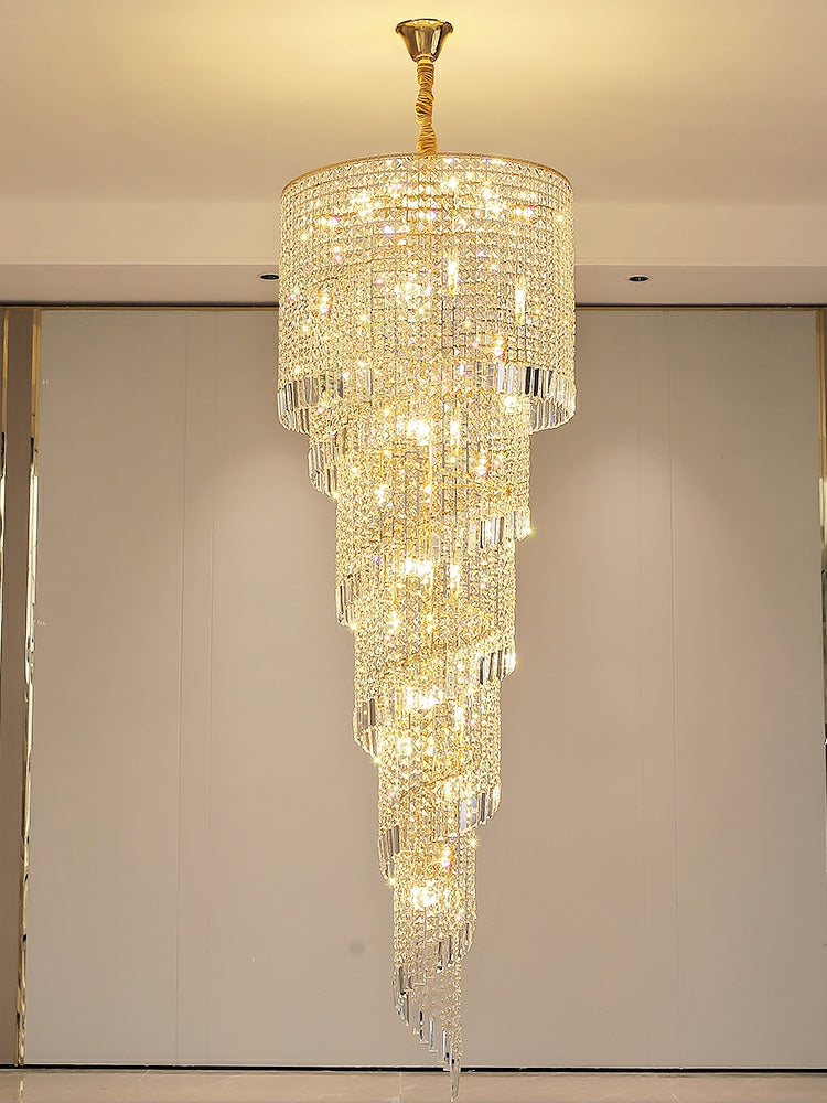 Elegant Foyer Hall Chandelier Long Crystal Ceiling Light Fixture For Living Room Entryway Staircase