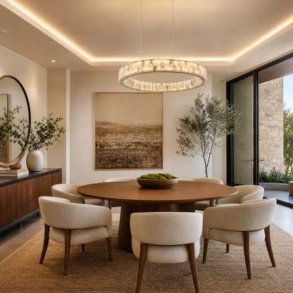 Isaen Crystal&Alabaster Round Ring Chandelier